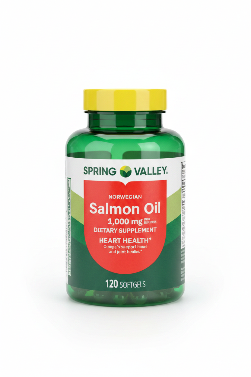 Spring Valley Aceite de Salmón Noruego 1,000mg – 120 Softgels | Salud Cardiovascular