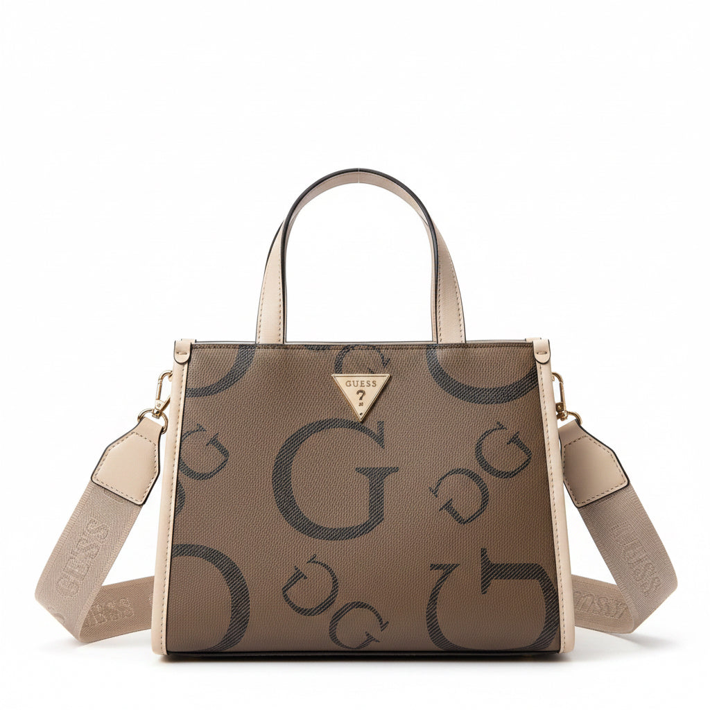 Cartera GUESS Logo Marrón con Correa Larga Desmontable