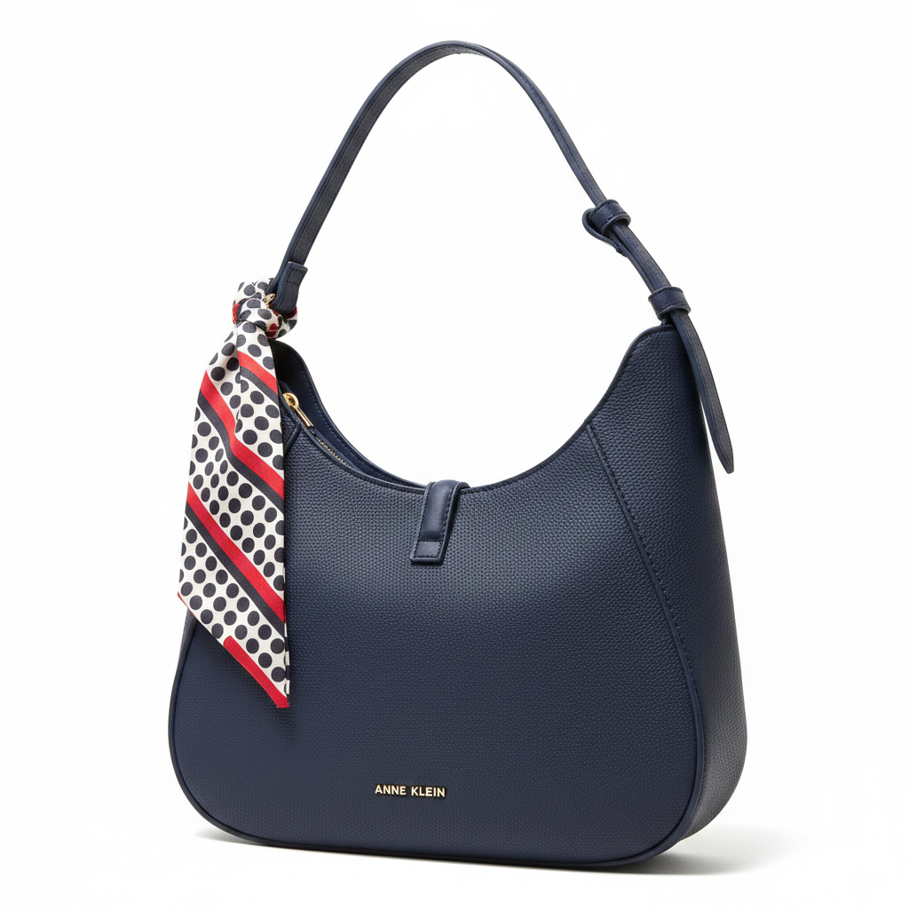Bolsa Anne Klein Azul Marino Hobo + Pañuelo Decorativo