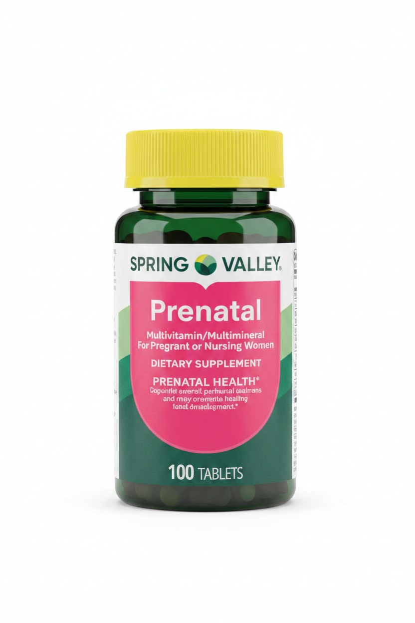 Spring Valley Prenatal Multivitamínico – 100 Tabletas para Embarazadas y Lactancia