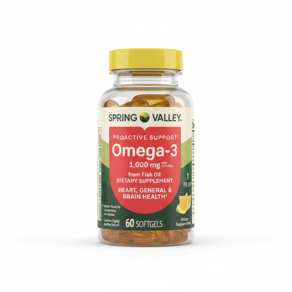 Spring Valley Omega-3 1000mg Aceite de Pescado 60 Softgels