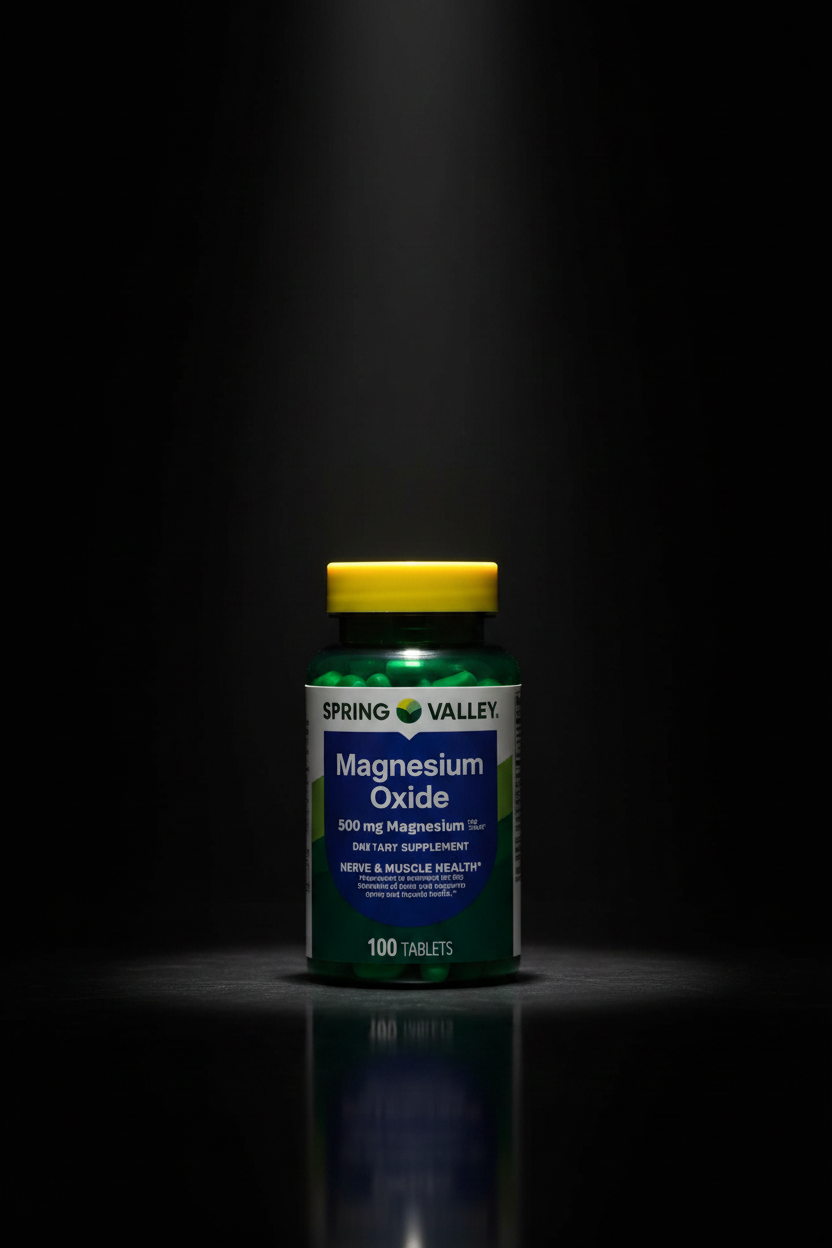 Spring Valley Magnesium Oxide - Foto elegante fondo oscuro con spotlight