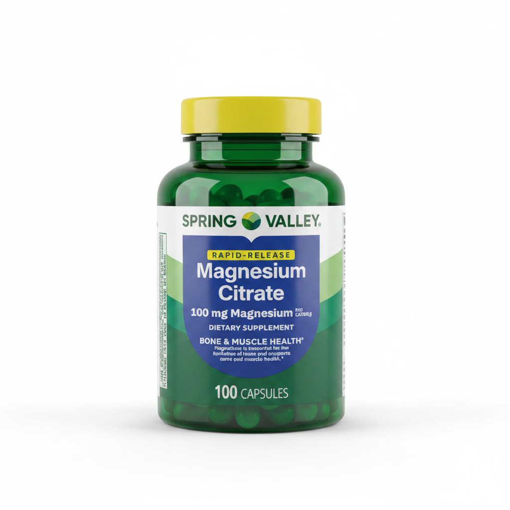 Spring Valley Magnesium Citrate - Foto comercial fondo blanco